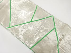 アンティーク　切りばめ風　菊唐草模様織り出し袋帯（材料）